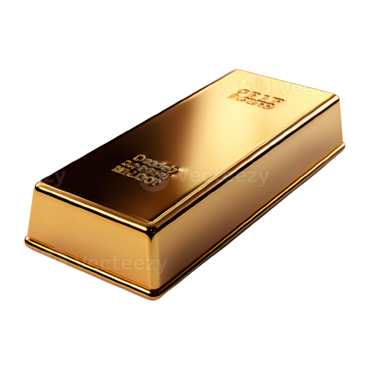 a gold bar on white background