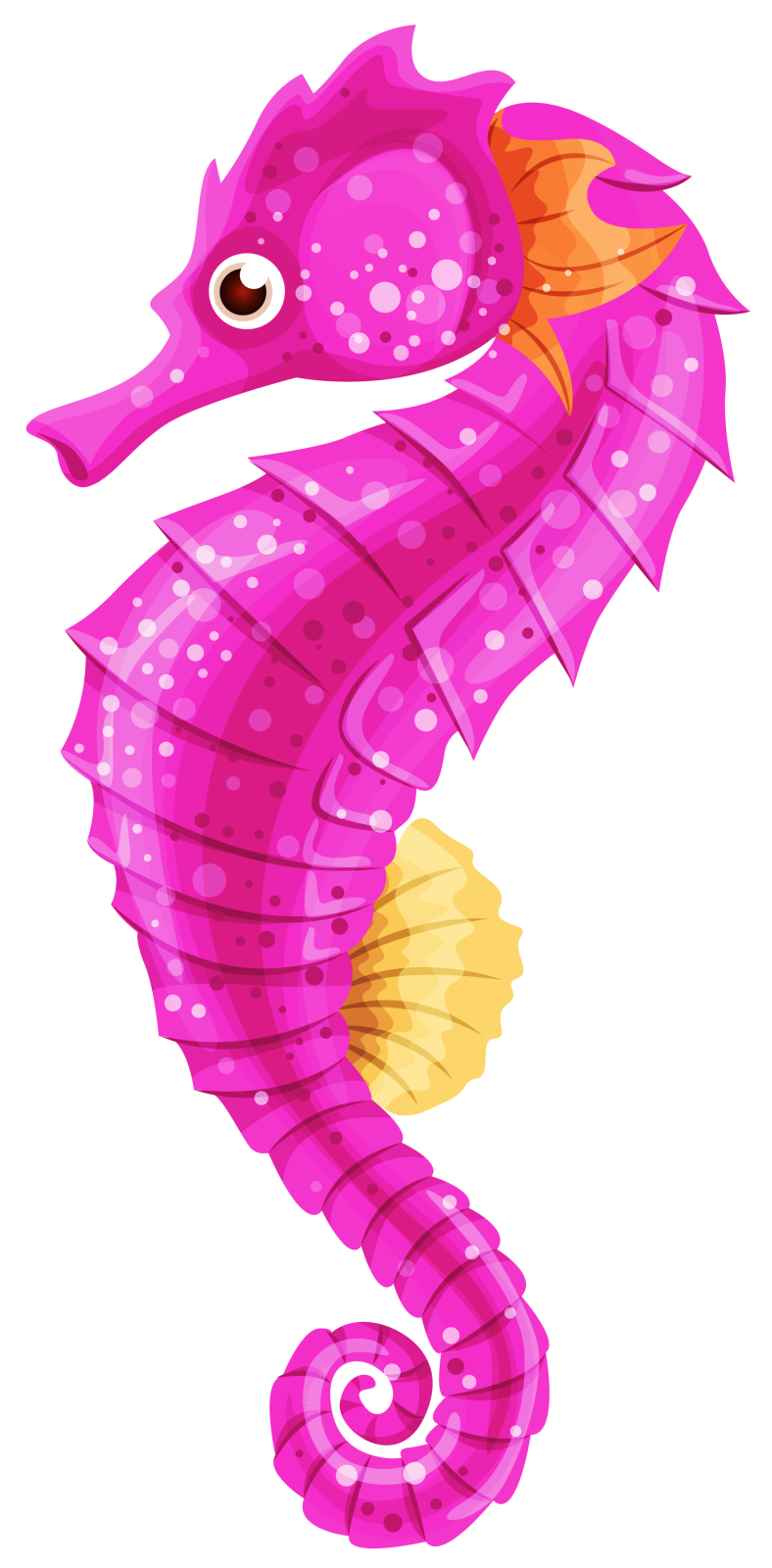 a purple seahorse with white dots on it