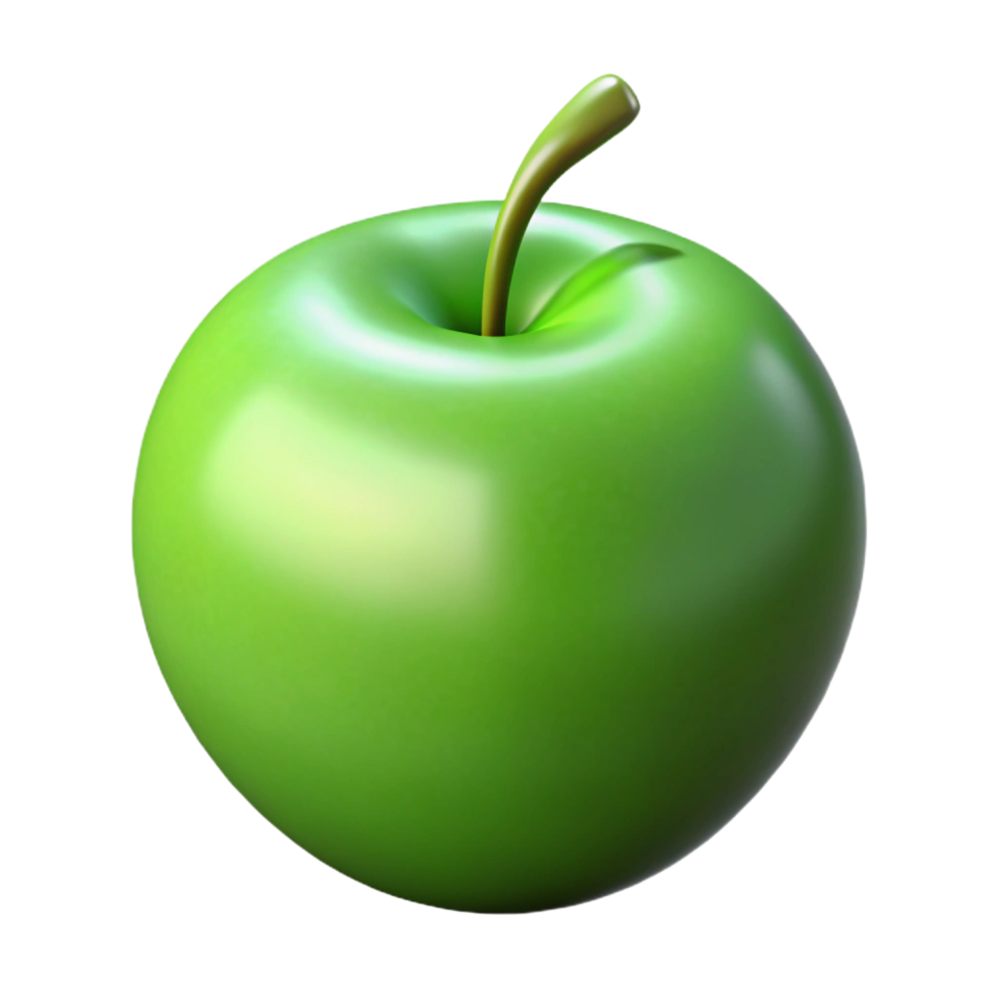 a green apple sitting on top of a white surface