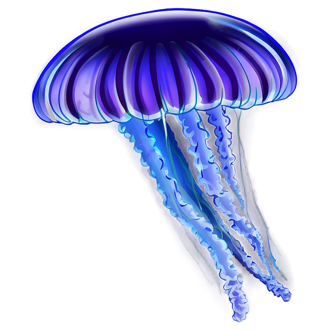 a blue and purple jellyfish in water