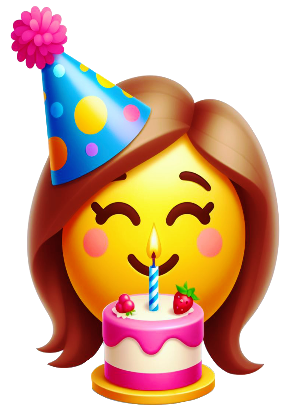 a girl with a birthday hat and cake