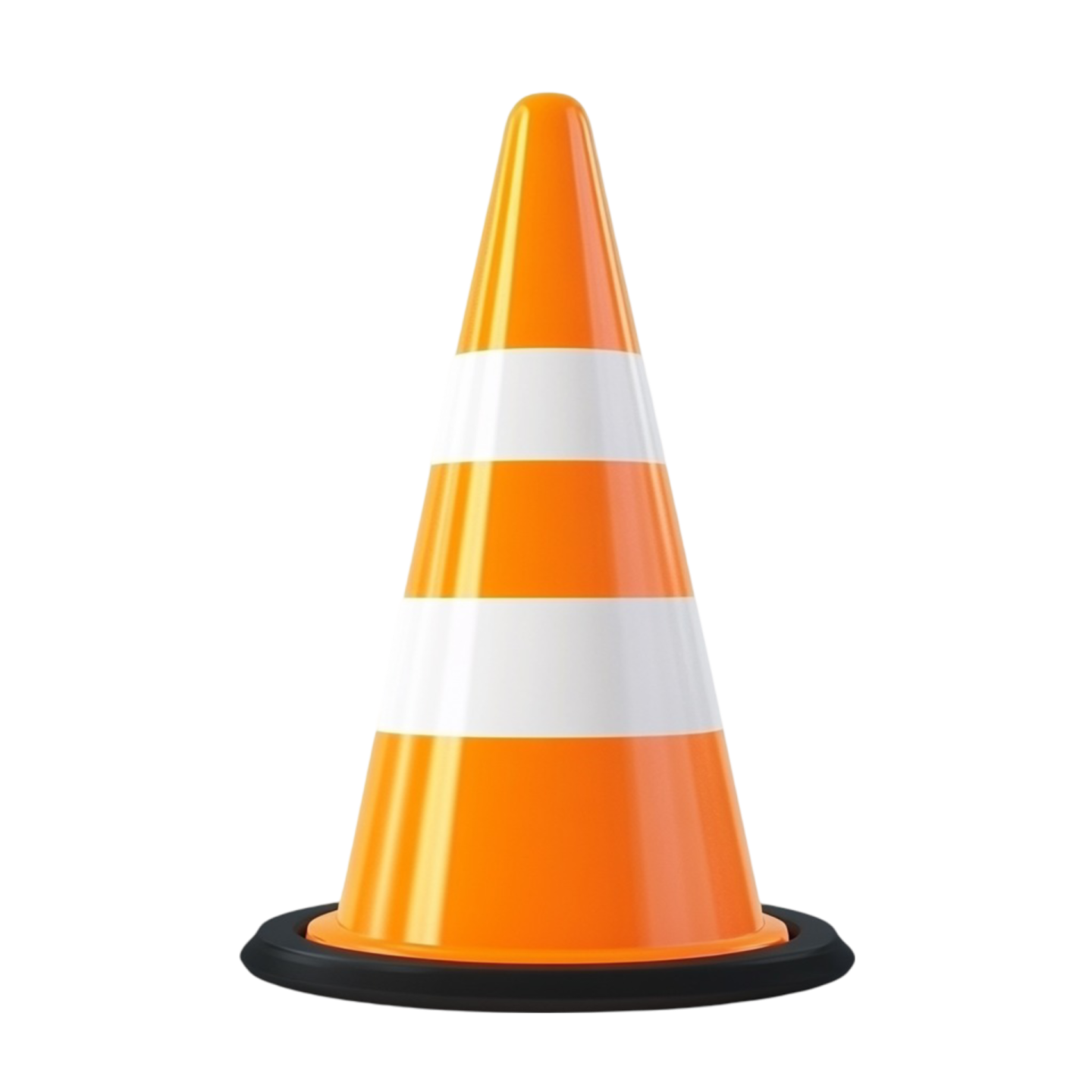 an orange and white traffic cone on a white background