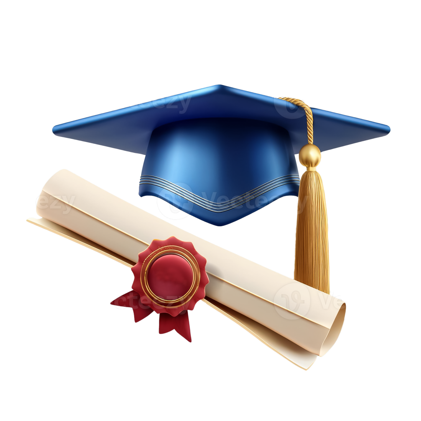 a graduation cap, diploma and scroll