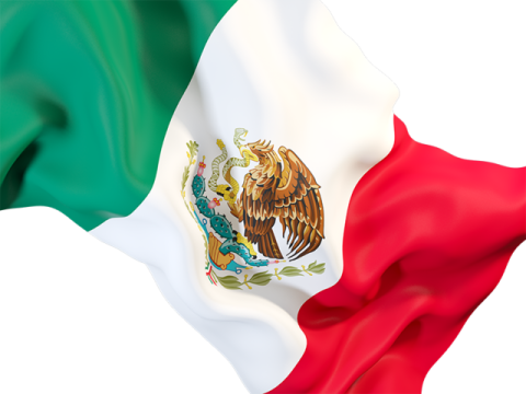 a mexican flag flying in the wind