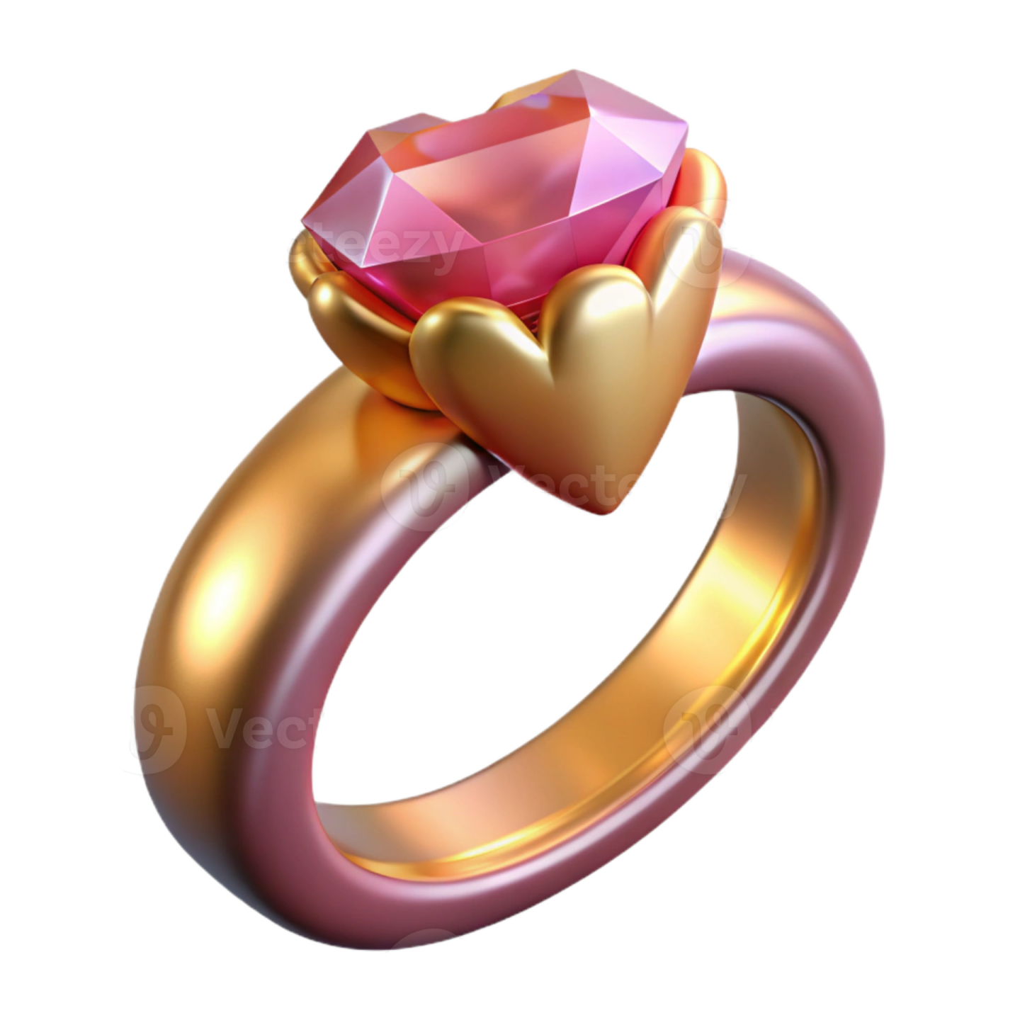 an engagement ring with a heart shaped pink stone