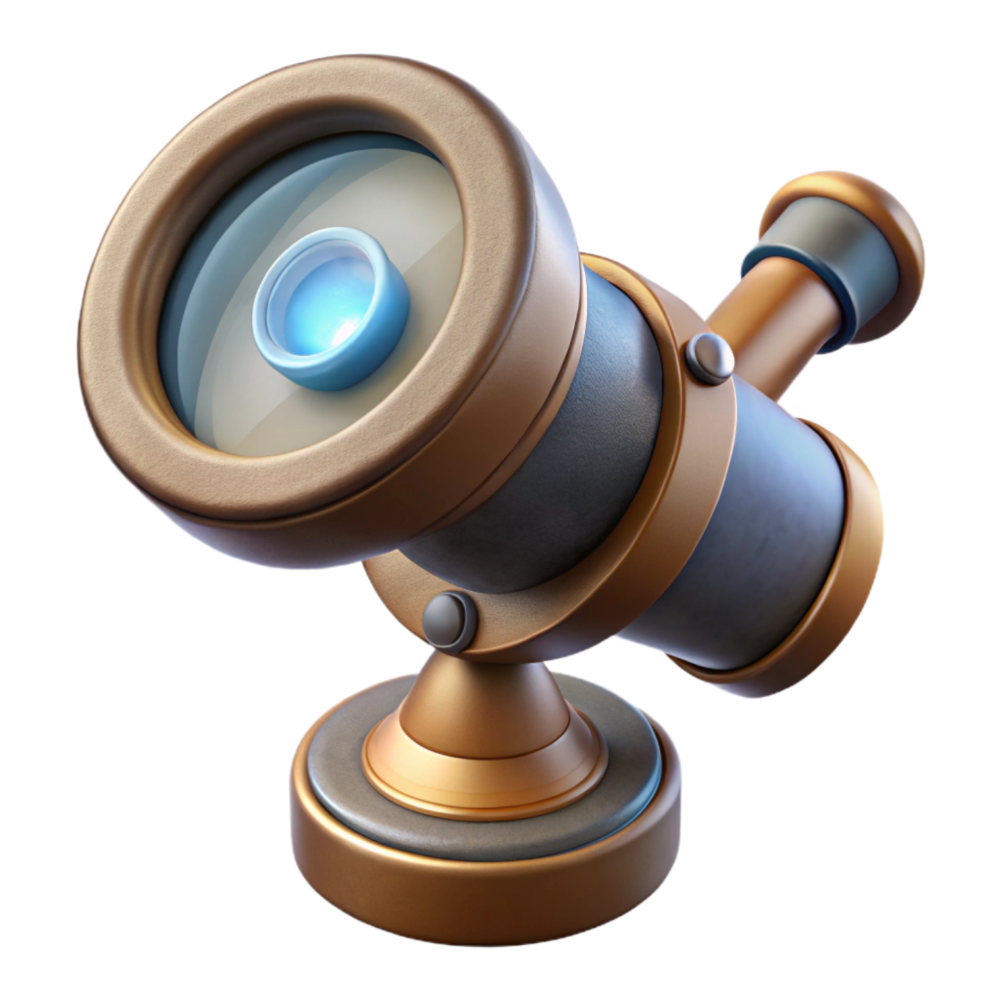 a telescope with a blue light on it