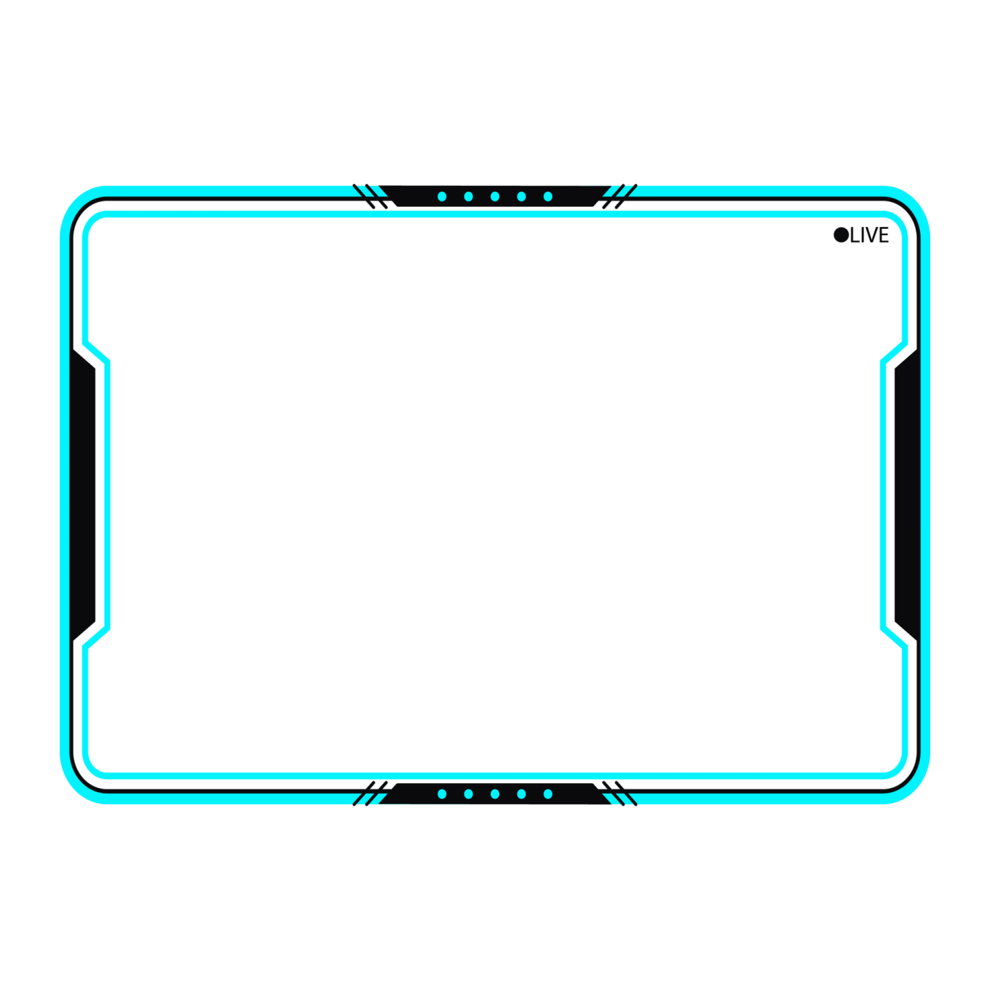a black and blue frame on a white background