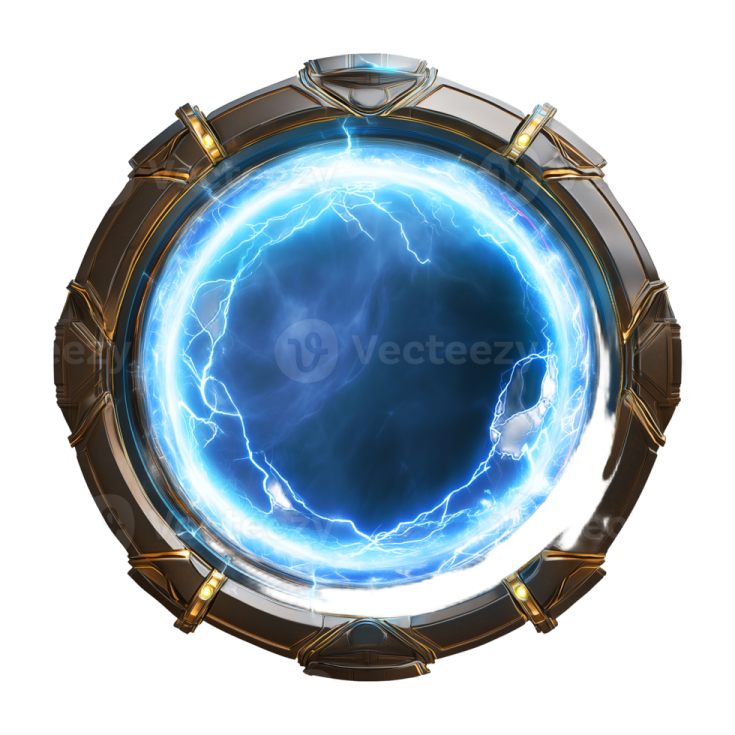 a blue circle with lightning in the center