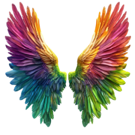 an image of a rainbow colored wing
