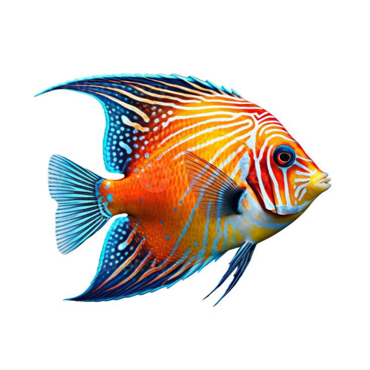 a colorful fish on a white background
