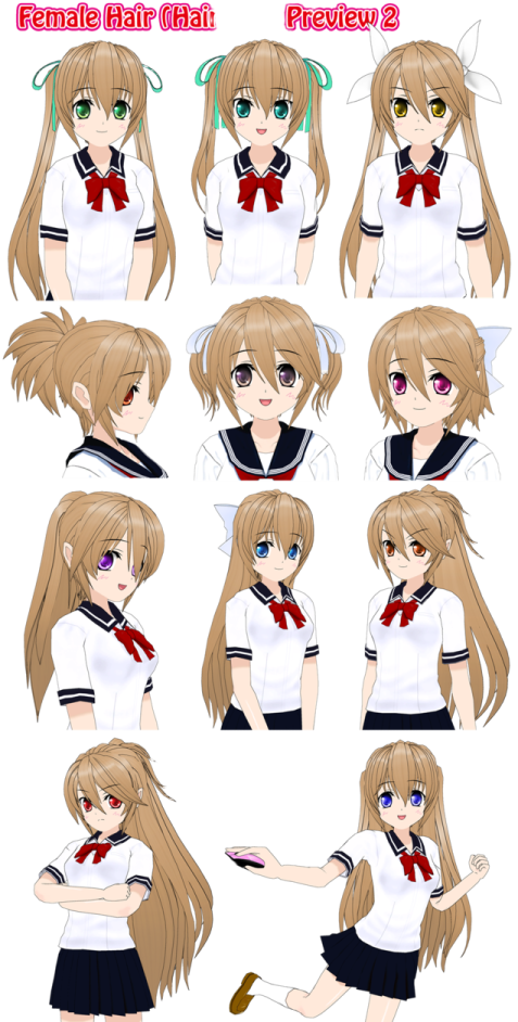 a bunch of anime girls with different hair styles
