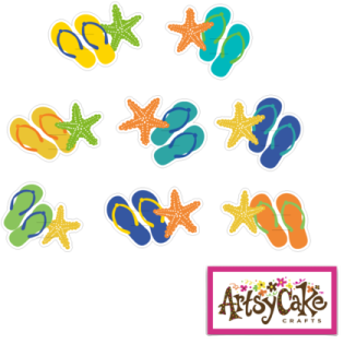 a group of flip flops on a white background