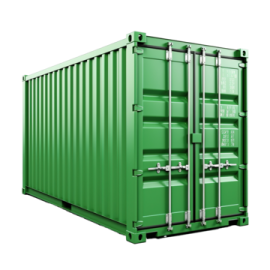 a green shipping container on a white background