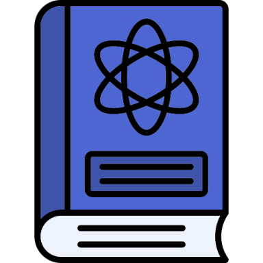 a book with an atom symbol on it