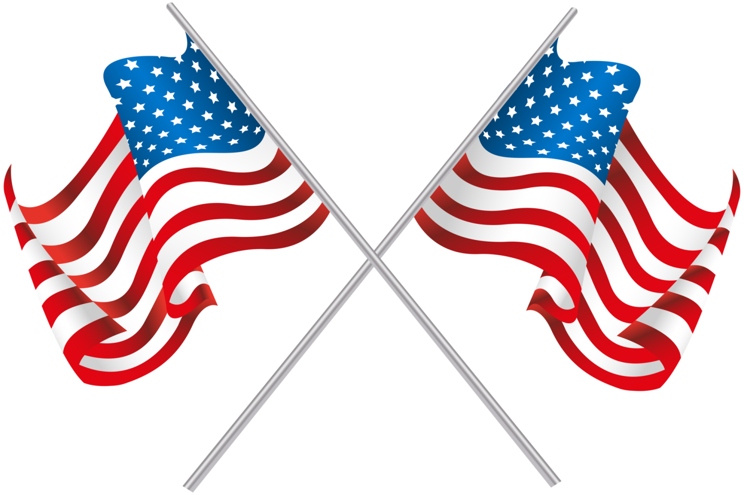 two american flags on a white background