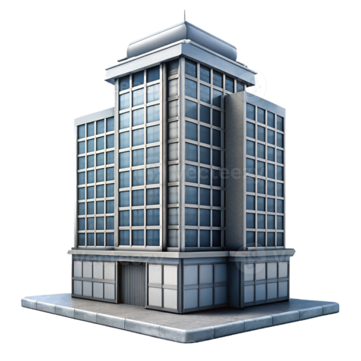 an office building on a white background