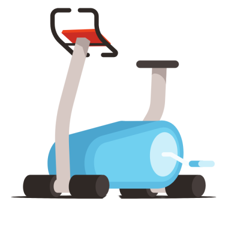 an illustration of a blue exercise bike