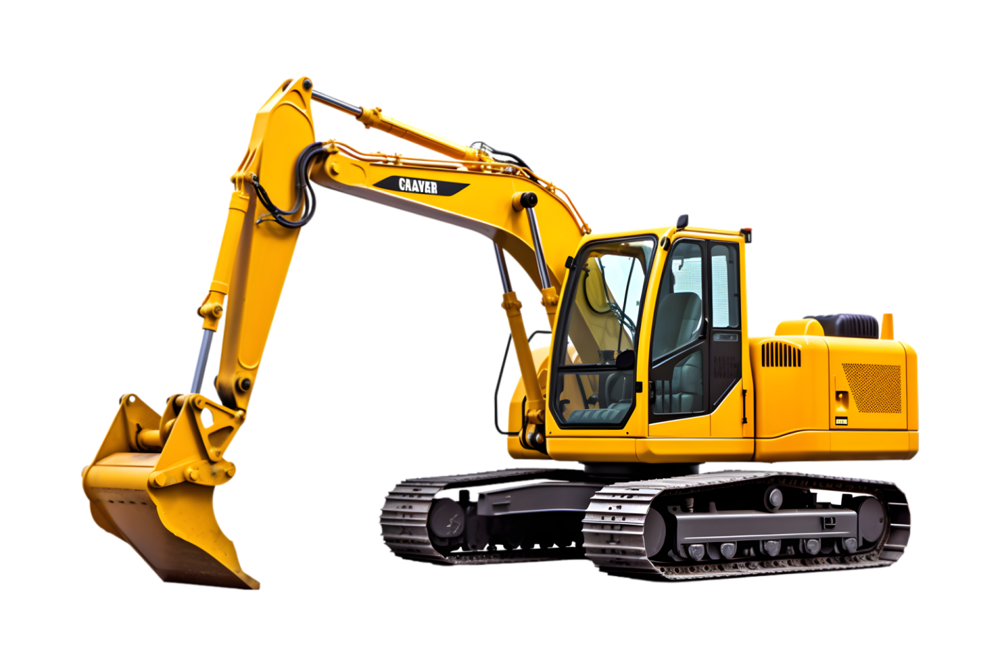 a yellow construction vehicle with a white background