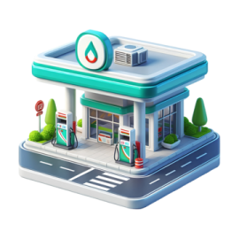 an illustration of a gas station