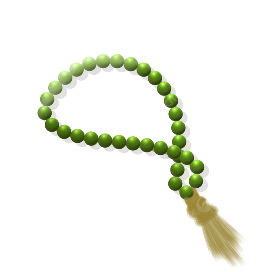 a green bea necklace with a ta