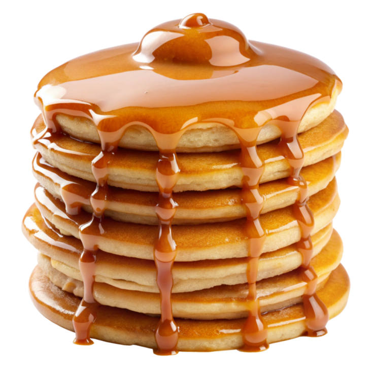 a stack of pancakes with syrup on top