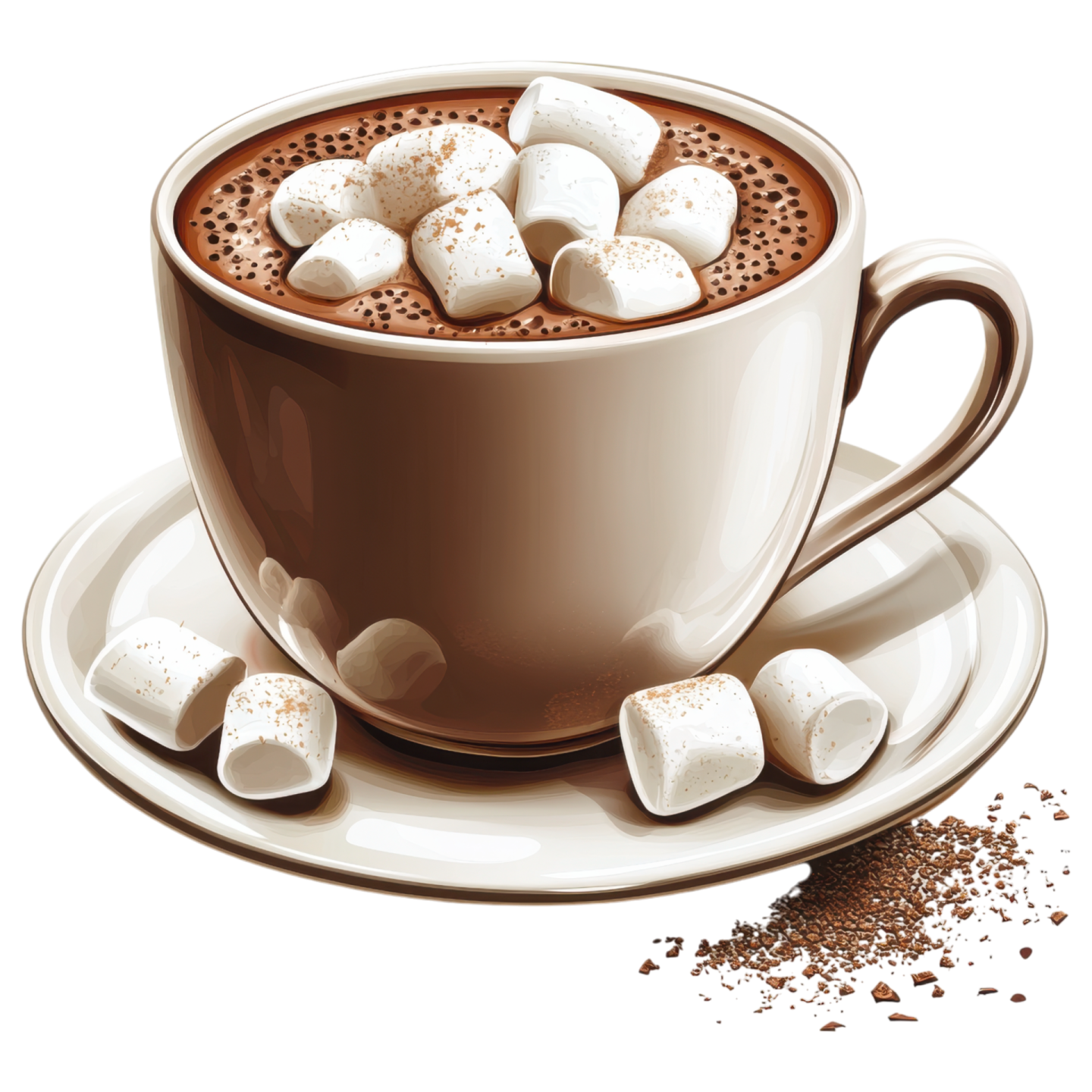 a cup of hot chocolate with marsh