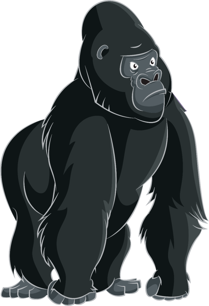 a gorilla sitting on the ground
