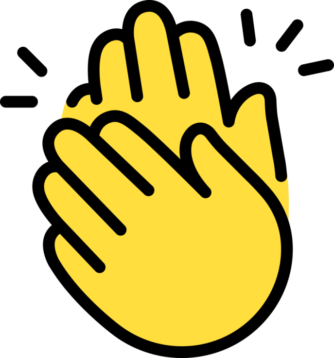 a yellow hand with two fingers in it