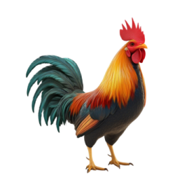 a rooster is standing in front of a white background