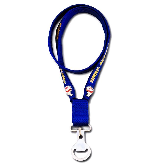 a blue leash with a baseball ball on it