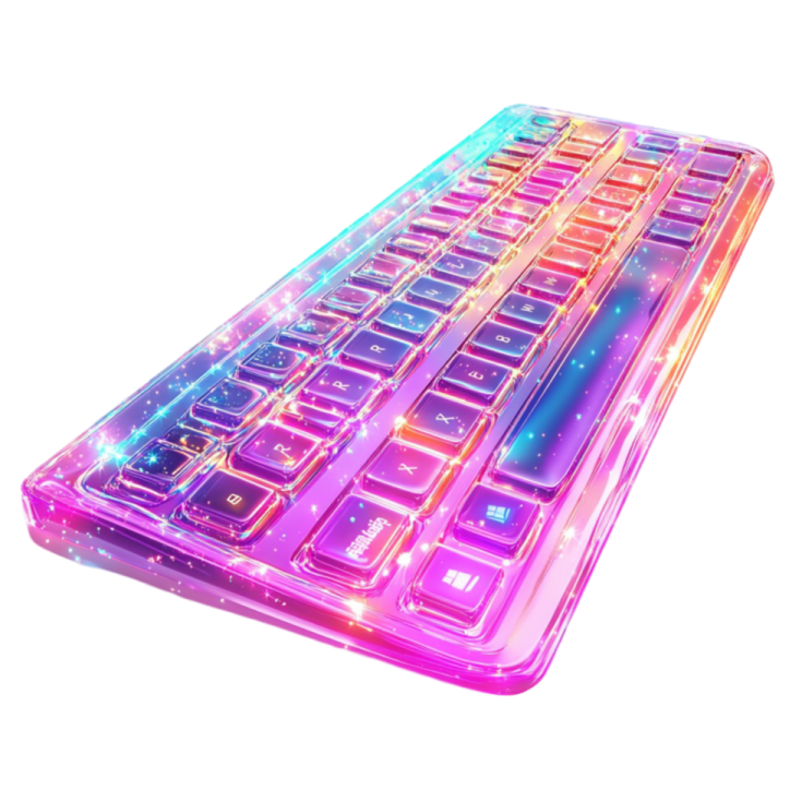 a computer keyboard with colorful lights on it
