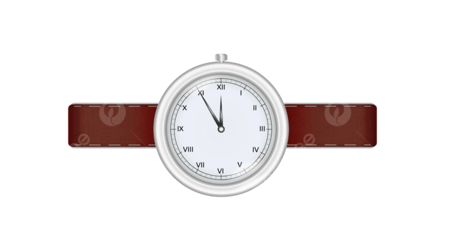 a white watch with red leather band