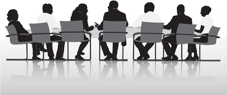 silhouettes of people sitting in chairs with laptops