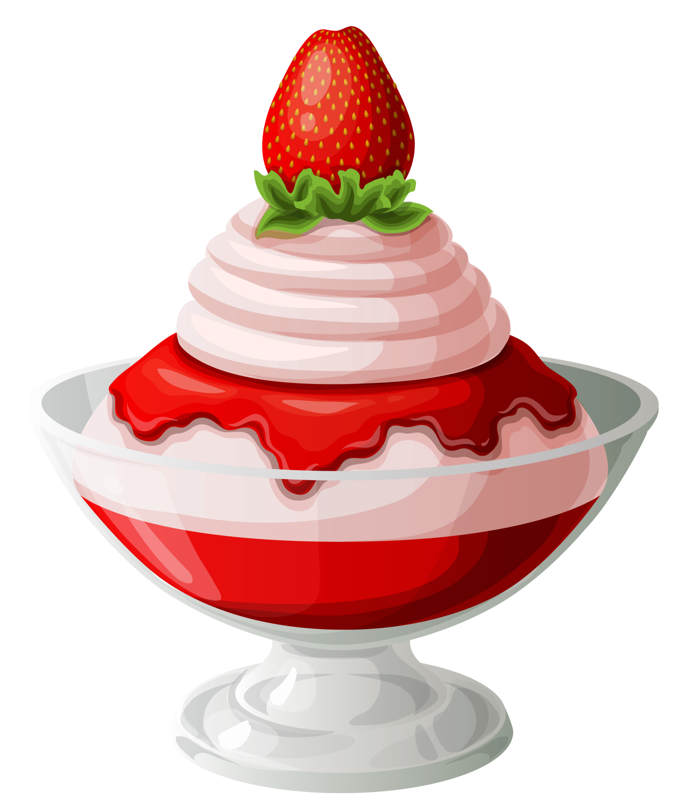a bowl of strawberry pudding with a strawberry on top