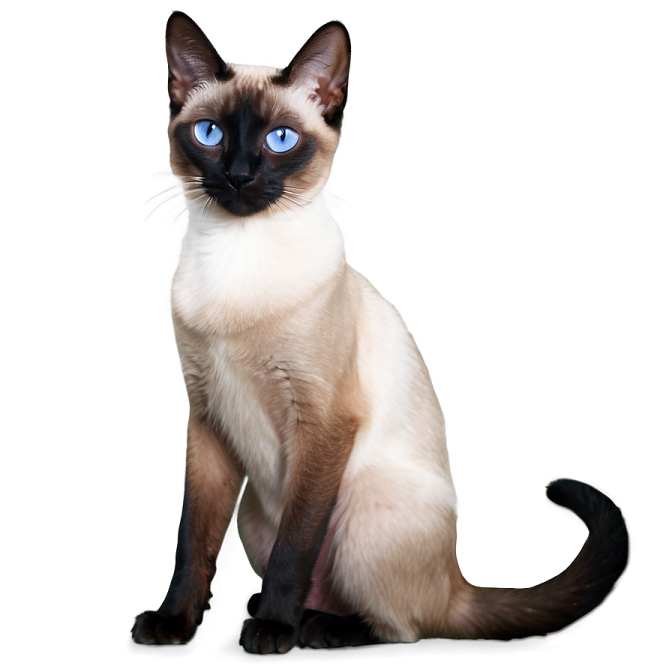 a cat with blue eyes sitting on a white surface