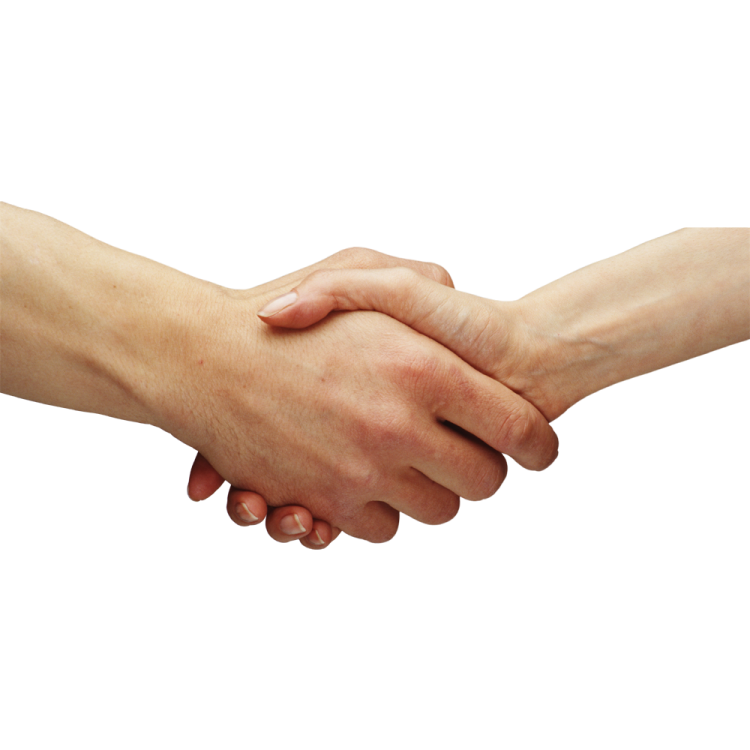 two people shaking hands on a white background
