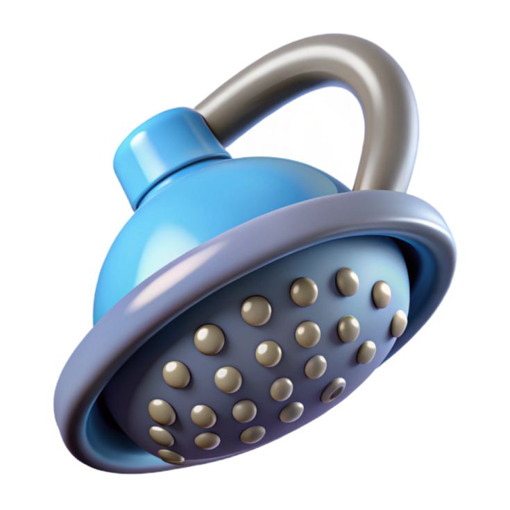an image of a blue and gray shower head