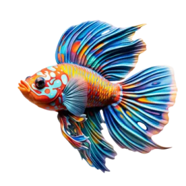 a colorful fish on a white background