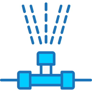 a blue and white icon of a water tapper