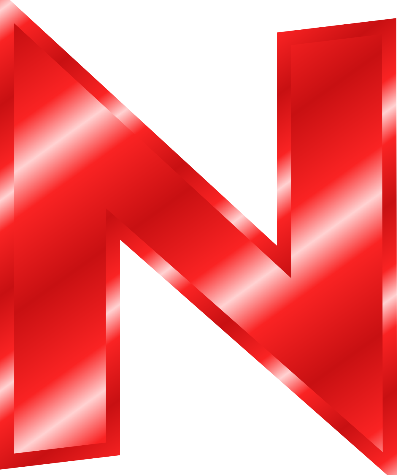 the letter n in red and silver