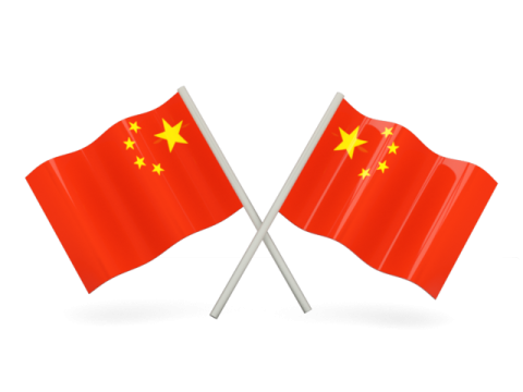two chinese flags on a white background