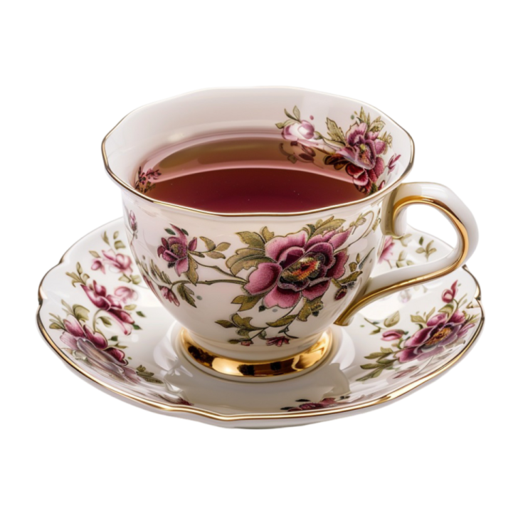a cup and saucer on a white background