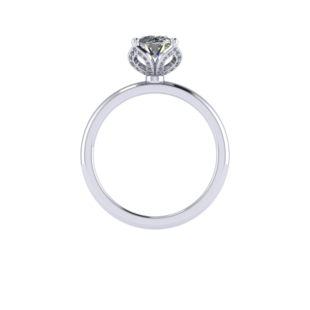 a white gold engagement ring with a single diamond