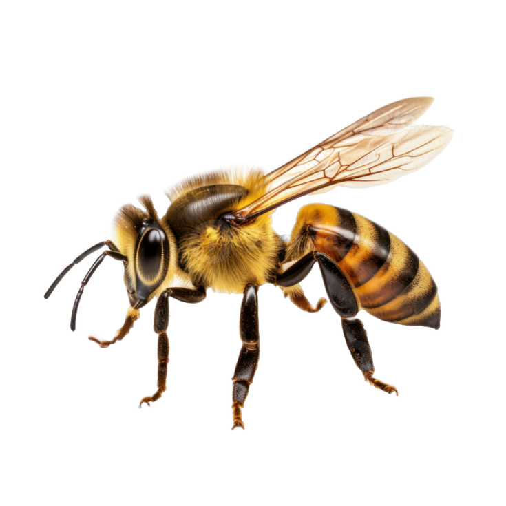 a bee on a white background