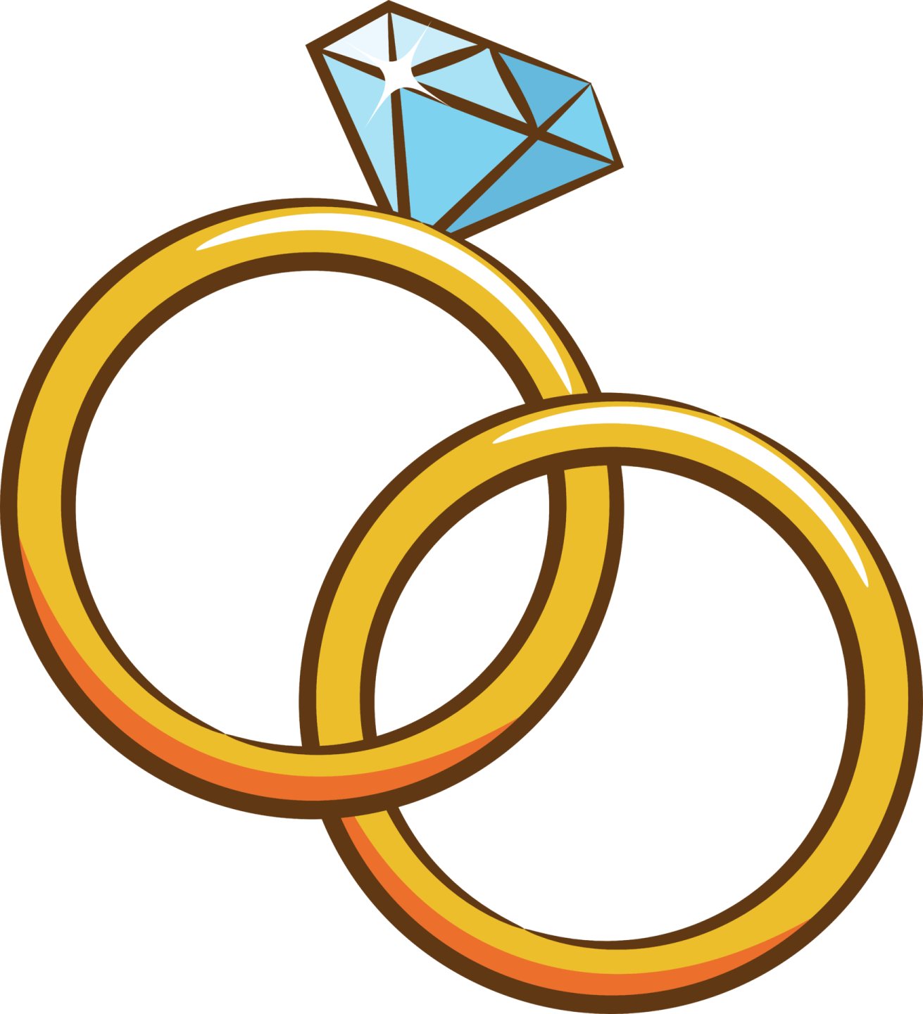 two wedding rings with a diamond on top