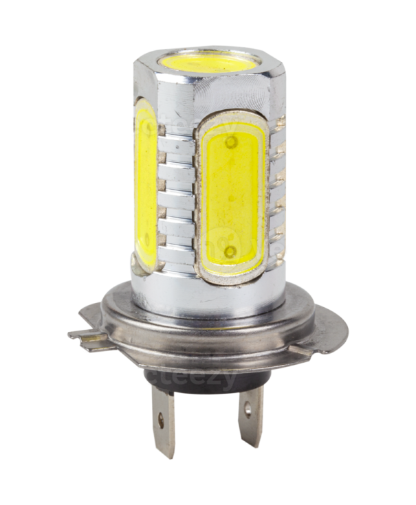 a white light bulb with yellow leds