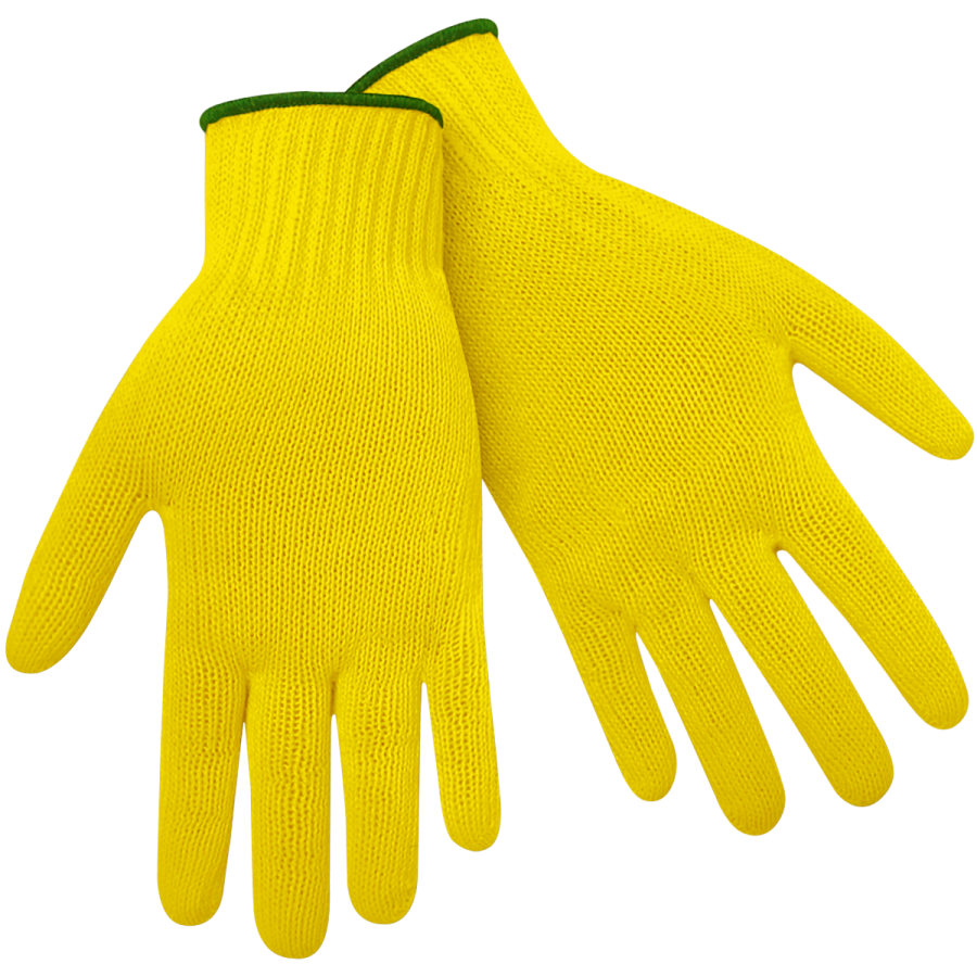 a pair of yellow gloves