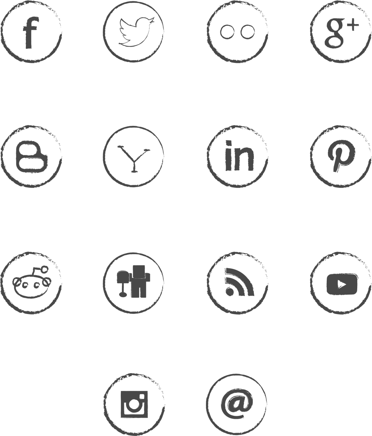 a set of social icons