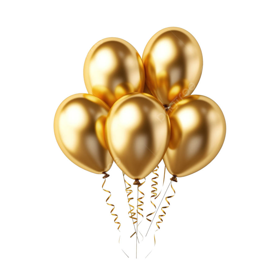 a bunch of gold balloons