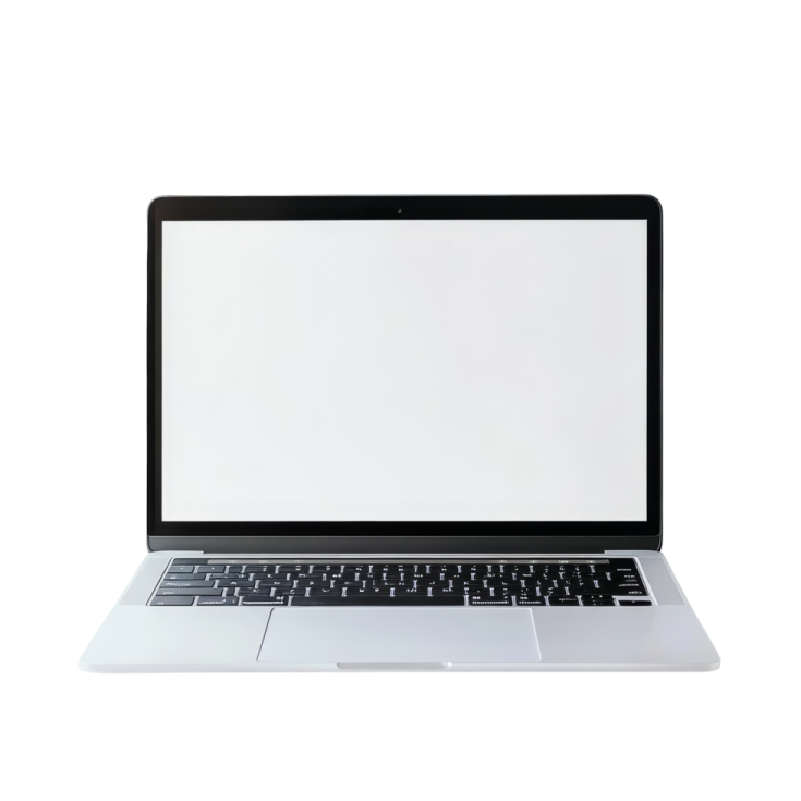 an open laptop computer with a blank screen
